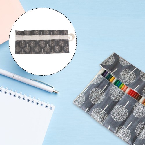 Grey canvas pencil roll - canvas, wrap