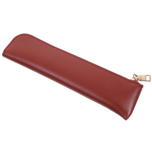 Brown metal zipper pen case - pen,