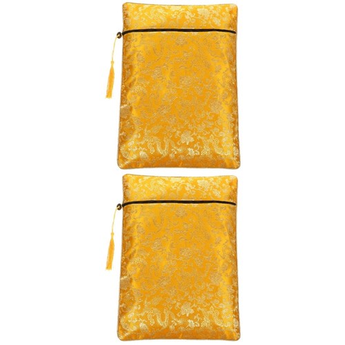 Yellow pencil case with zipper - yellow,