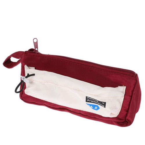 Durable red canvas pencil case - red,